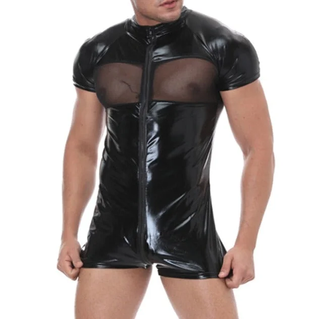 "Show Your Pecs" Faux Leather Bodysuit