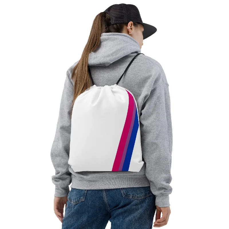 Bisexual Diagonal Flag Colors LGBTQ+ Drawstring Bag