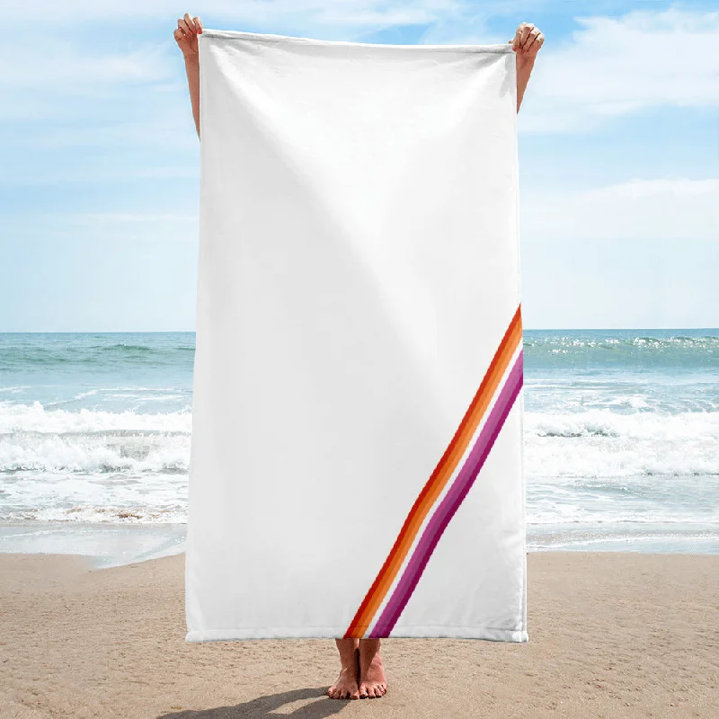 Lesbian Diagonal Flag Colors LGBTQ+ Beach Towel