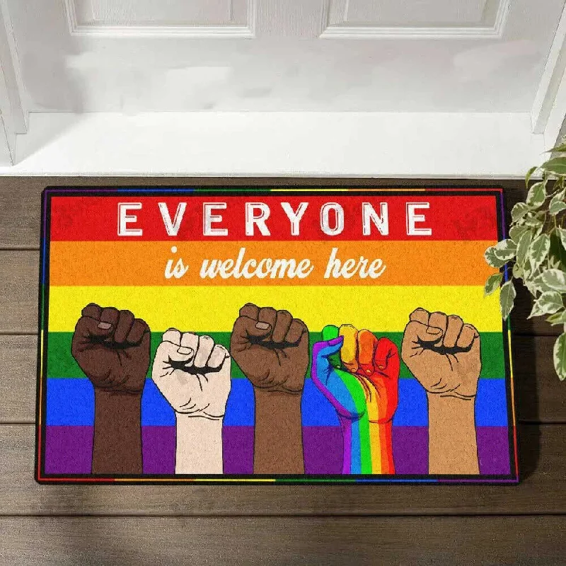 Lgbt Doormat Rainbow Everyone Is Welcome Here Doormat Pride Door Mat, Lgbt Mat For Lesbian Ally Gift Lgbt Doormat Rainbow Everyone Is Welcome Here Doormat Pride Door Mat, Lgbt Mat For Lesbian Ally Gift