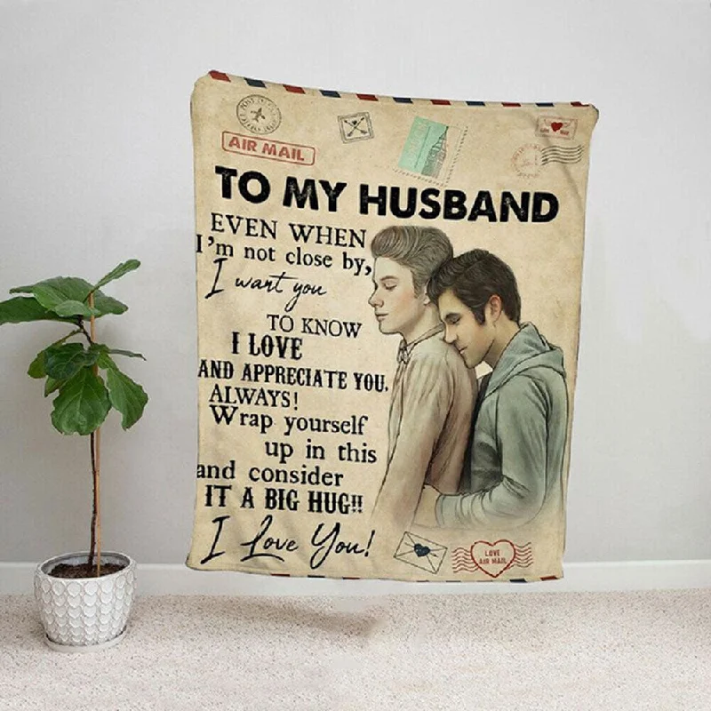 To My Husband Blanket For Gaymer, Lgbt Couple Love Mail Letter Fleece Blanket, Pride Gifts To My Husband Blanket For Gaymer, Lgbt Couple Love Mail Letter Fleece Blanket, Pride Gifts