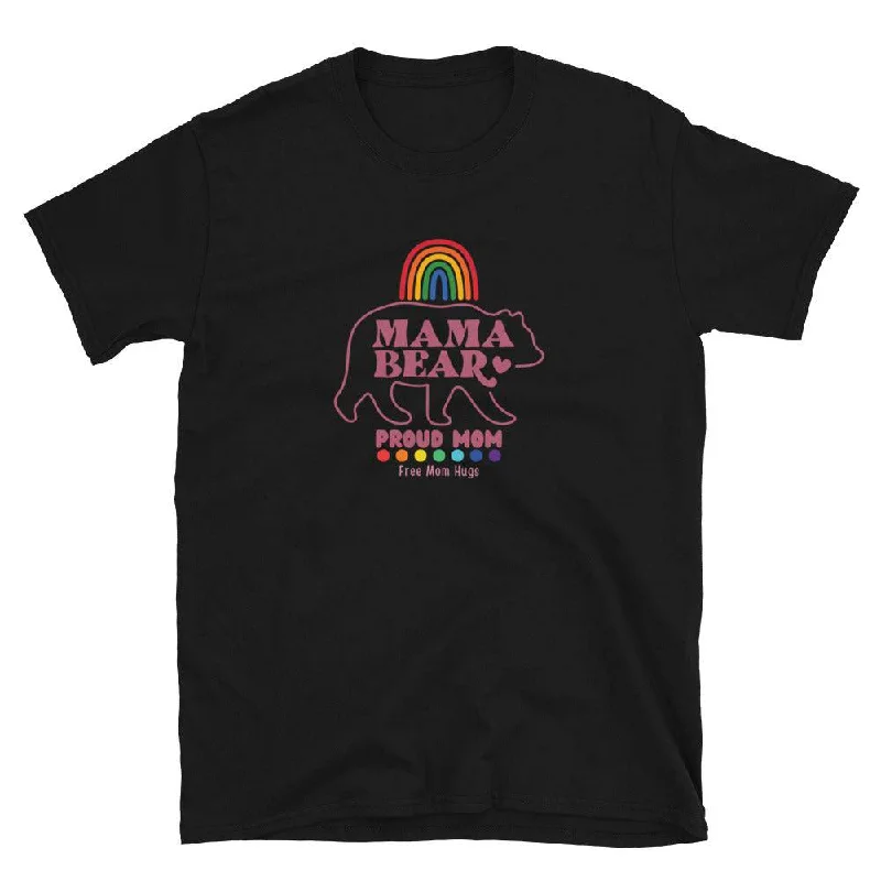 Graphic pride t-shirts with neon rainbow prints--Mama Bear T-Shirt for Proud Mom Ally Support Graphic pride t-shirts with neon rainbow prints--Mama Bear T-Shirt for Proud Mom Ally Support
