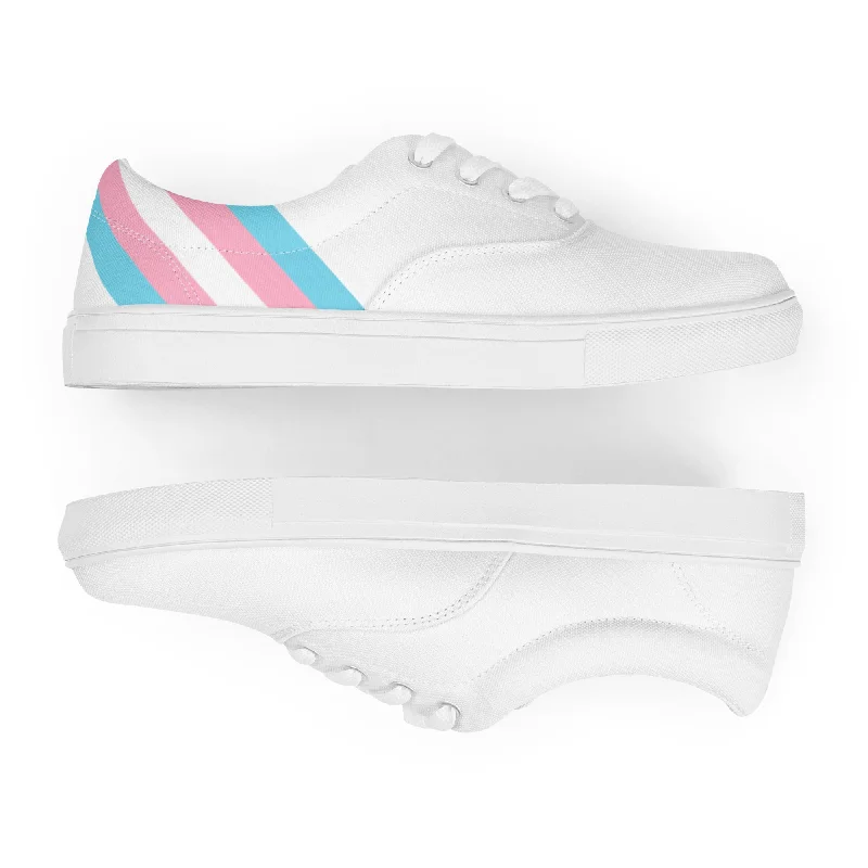 Transgender Diagonal Flag Colors LGBTQ+ Lace-up Canvas Men's Shoes