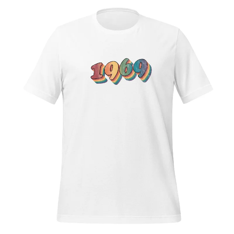Graphic pride t-shirts with embroidered rainbow patches--Retro 1969 Unisex T-Shirt