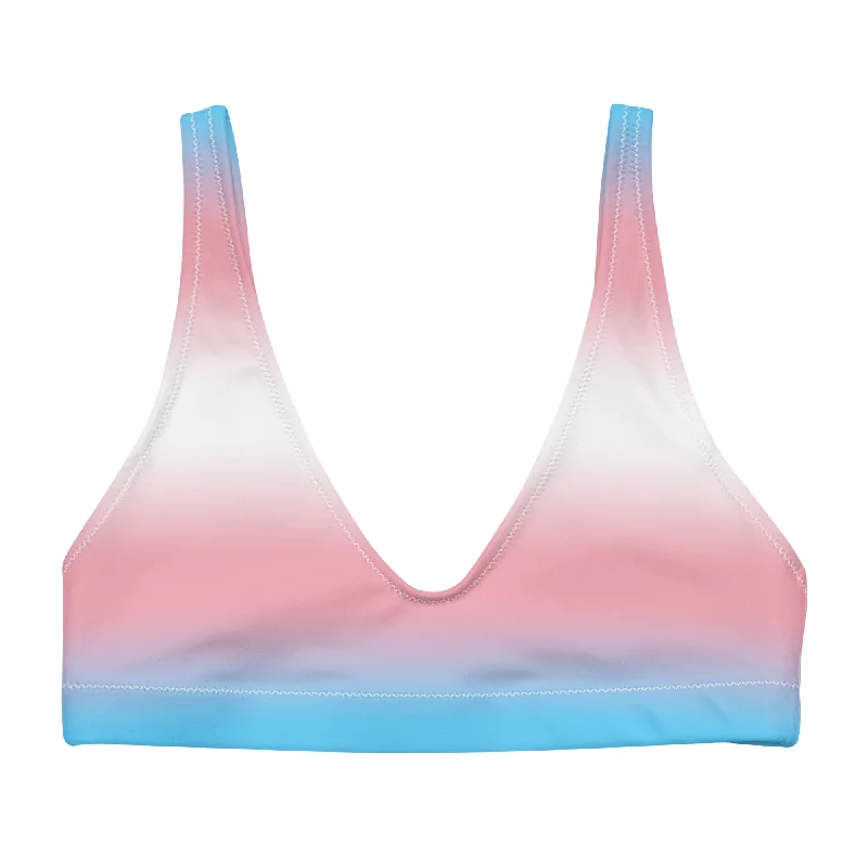 Transgender Trans Pride Recycled Padded Bikini Top Sports Bra - Ombre