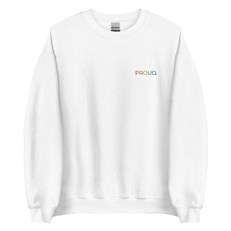 Hoodies with rainbow stripes and love messages--Proud Embroidered Unisex Sweatshirt