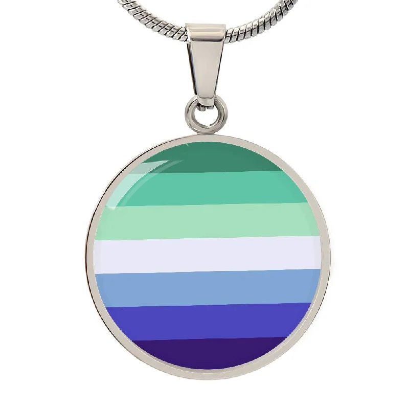 Gay Mens MLM Pride Circle Pendant Necklace