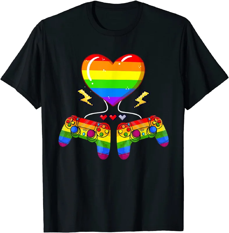Cute Tee Shirt Video Game Controllers LGBT Flag Heart Proud LGBT T Shirt