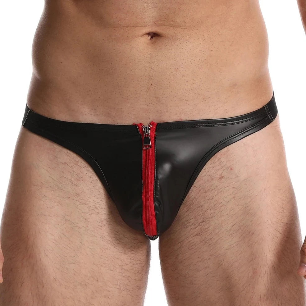 Daddy's Faux Leather Zipper Thong