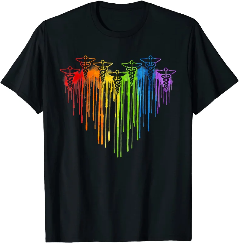 Nurse Symbols Rainbow Heart Nurse Gay Pride LGBT Gifts T-Shirt