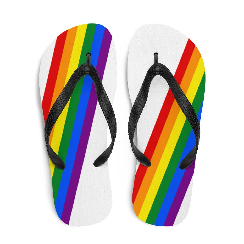 Gay Pride Diagonal Rainbow Flag LGBTQ+ Unisex Flip-Flops