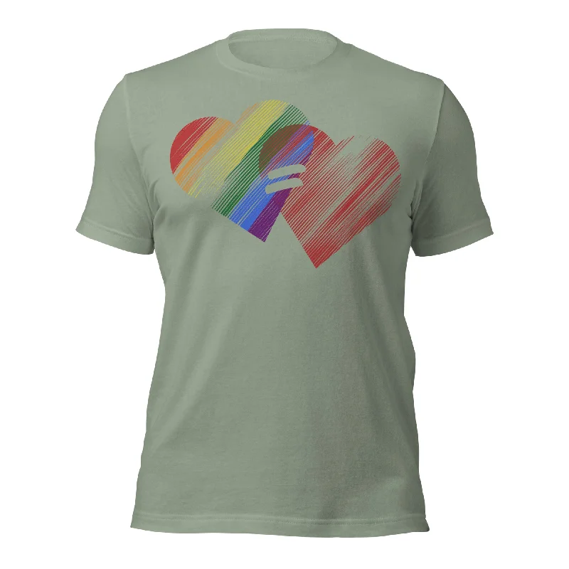 Graphic pride t-shirts with neon rainbow gradients--Love is Love T-Shirt