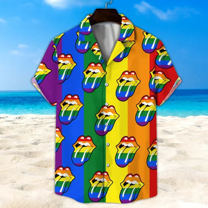 Best graphic tees for pride month fundraisers--LGBT Hawaii Shirt, Rainbow Lip Unisex Hawaii Shirt Beach Short Best graphic tees for pride month fundraisers--LGBT Hawaii Shirt, Rainbow Lip Unisex Hawaii Shirt Beach Short