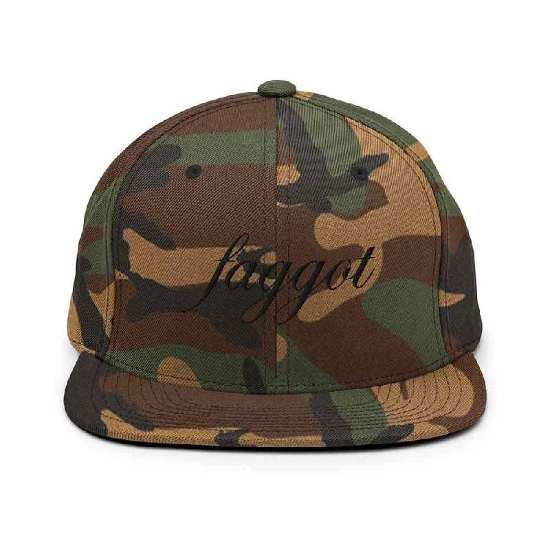 Faggot Script 6 Panel Flatbill Snapback Hat