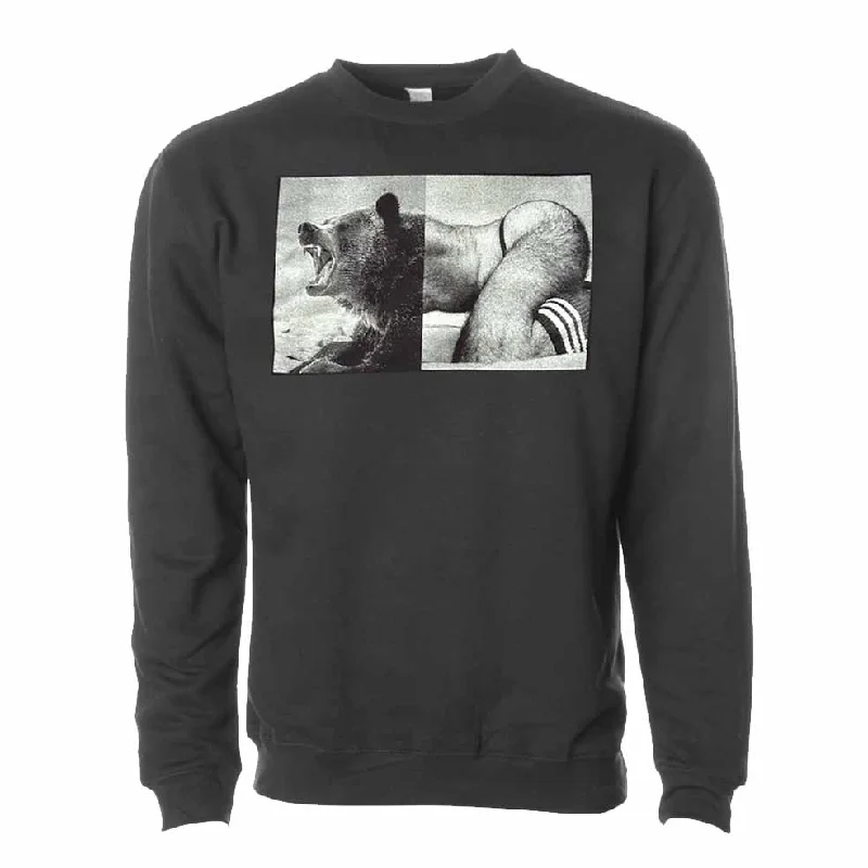 Hoodies with subtle rainbow accents for daily wear--Naro Pinosa Growling Bear Crew Sweatshirt Hoodies with subtle rainbow accents for daily wear--Naro Pinosa Growling Bear Crew Sweatshirt