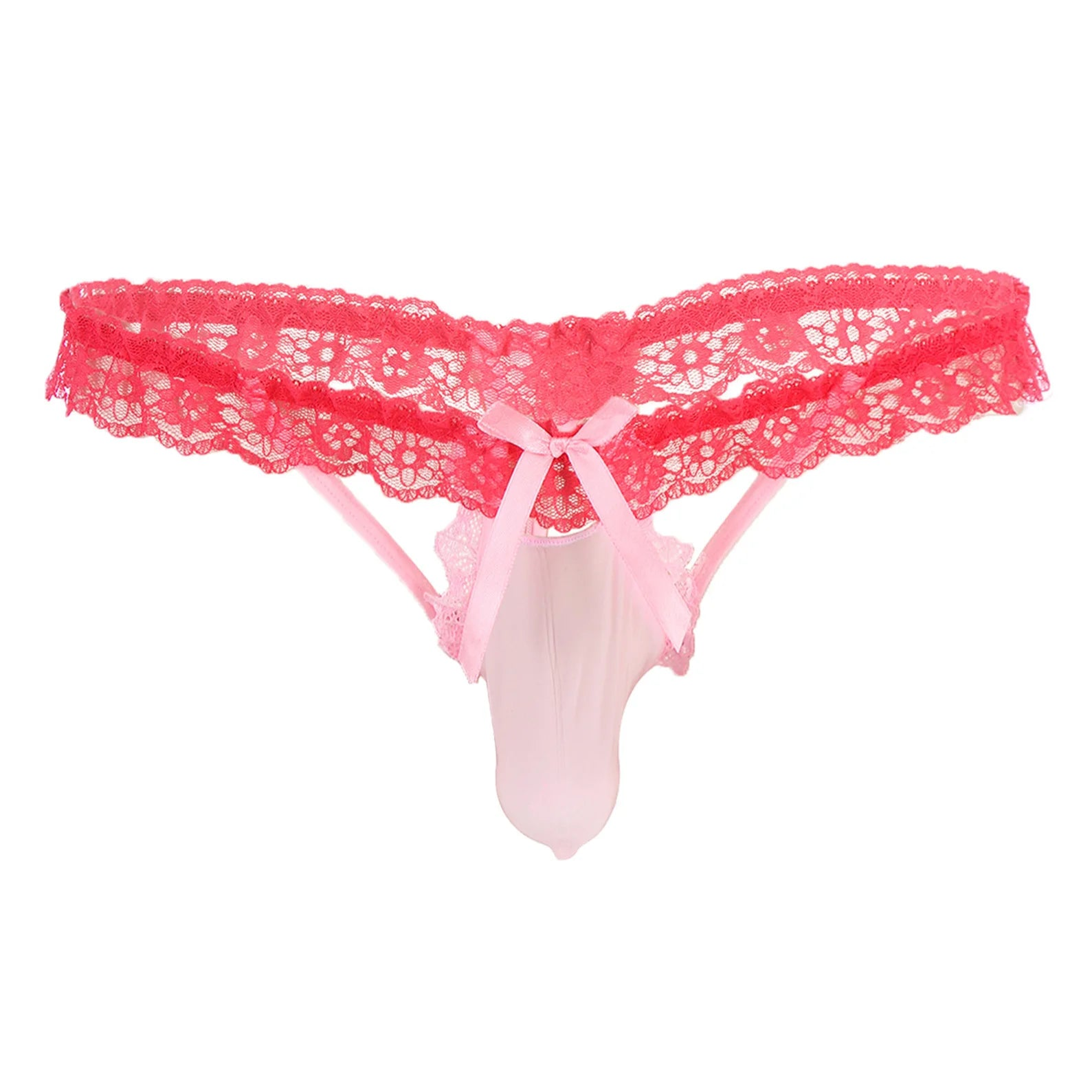 Men’s Sissy Bow Lace Ruffle Thong