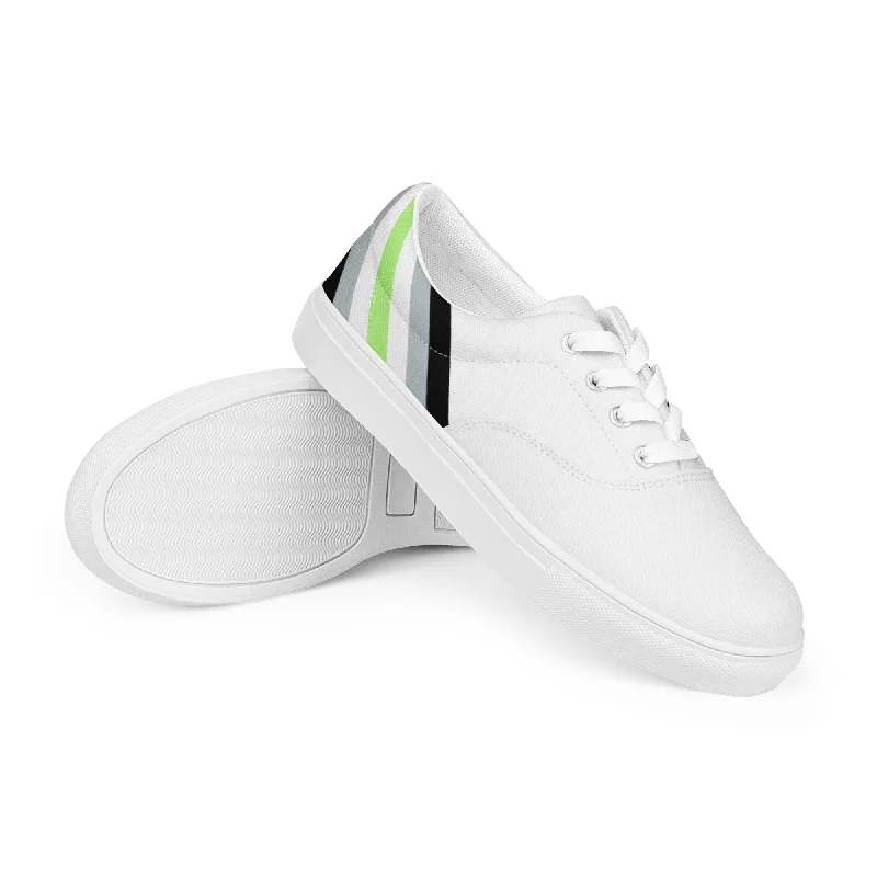 Agender Diagonal Flag Colors LGBTQ+ Women Sizes Lace-up Canvas Shoes