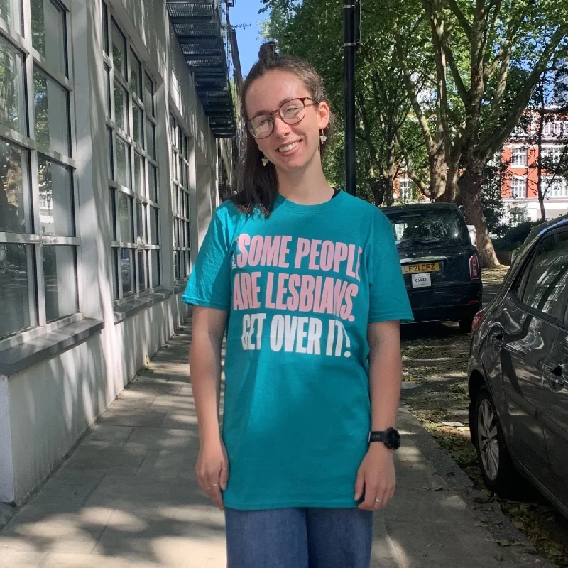 Graphic pride t-shirts with rainbow heart and peace signs--Some People Are Lesbians, Get Over It! T-Shirt Graphic pride t-shirts with rainbow heart and peace signs--Some People Are Lesbians, Get Over It! T-Shirt