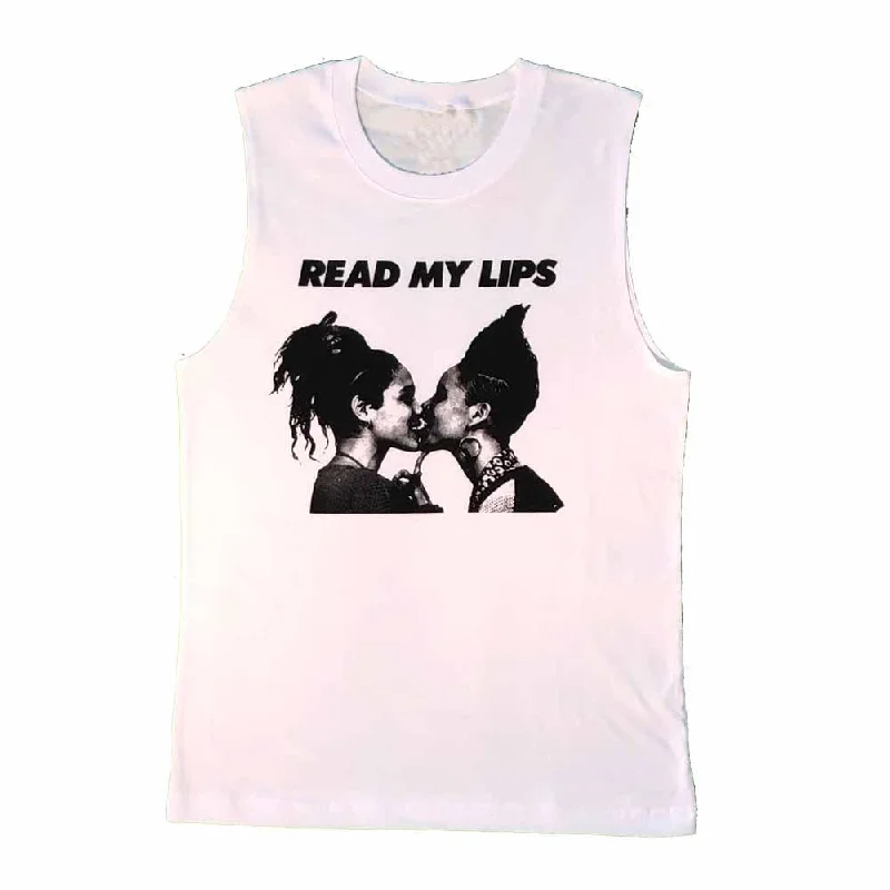 Read My Lips Women Sleeveless T-Shirt - Rainbow Railroad