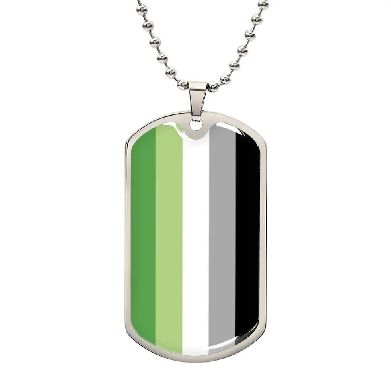 Aromantic Pride Military Dog Tag Necklace