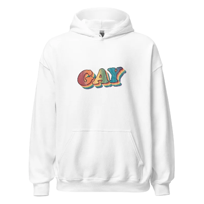 Hoodies with rainbow lightning and equality signs--Retro Gay Unisex Hoodie
