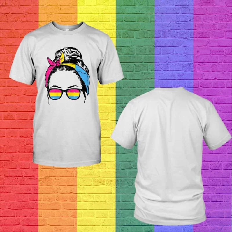 Pansexual T Shirt, Womens Messy Hair Bun Mom Lgbtq Pride Pansexual Pan Flag Women T Shirt Pansexual T Shirt, Womens Messy Hair Bun Mom Lgbtq Pride Pansexual Pan Flag Women T Shirt