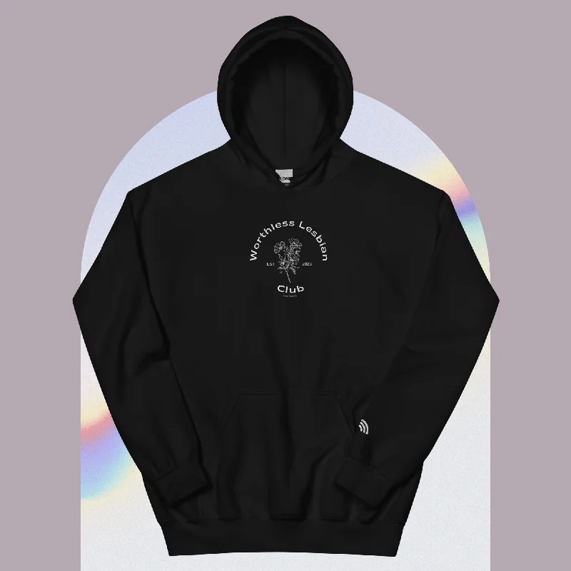 Soft cotton hoodies for LGBTQ+ community--Worthless Lesbian Club Unisex Hoodie