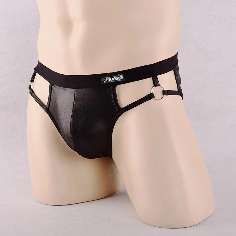 CLEVER-MENMODE Gay Men's Faux Leather Jock Briefs