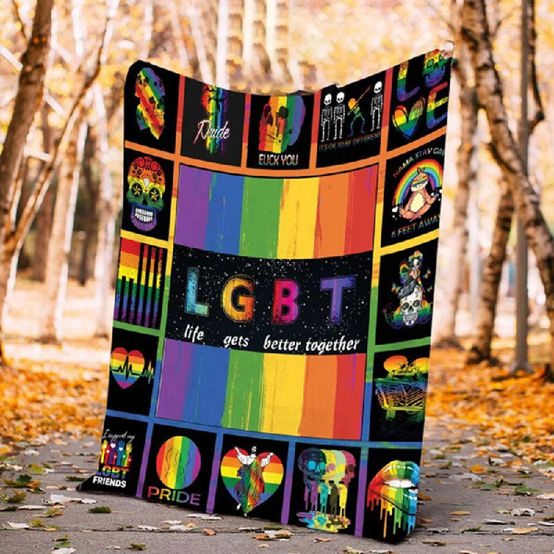 Lgbt Life Gets Better Together Pride Lesbian Gay Bisexual Fleece Blanket Home Decor Sofa Soft Blanket Lgbt Life Gets Better Together Pride Lesbian Gay Bisexual Fleece Blanket Home Decor Sofa Soft Blanket