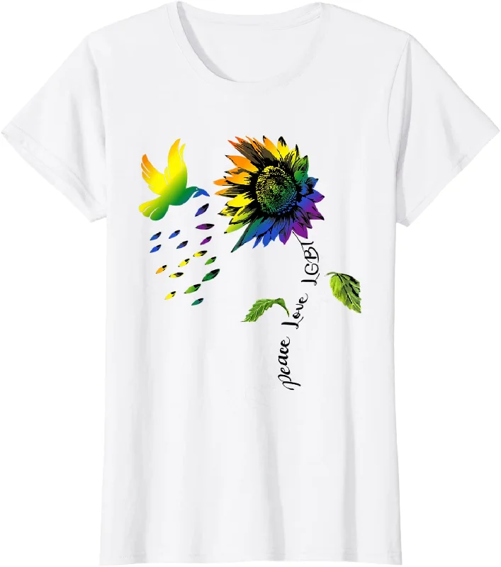 Support LGBT Shirt, Pray For LGBT Sunflower LGBT Flag Dove Peace Love LGBT T Shirt