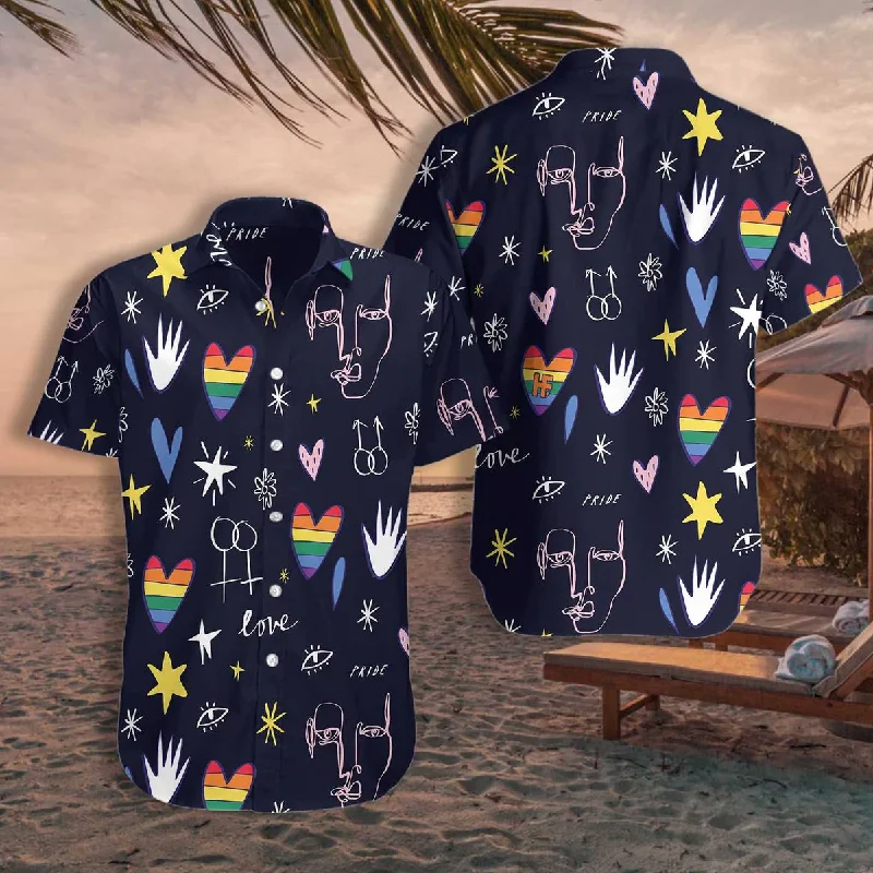 Graphic pride t-shirts with pronoun-friendly designs--Love Is Love Amazing Lgbt Hawaiian Shirt, Happy Lgbt Hawaiian Shirt, Pride Hawaiian Shirt Graphic pride t-shirts with pronoun-friendly designs--Love Is Love Amazing Lgbt Hawaiian Shirt, Happy Lgbt Hawaiian Shirt, Pride Hawaiian Shirt