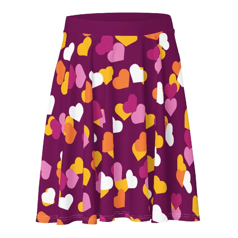 Lesbian Pride Skater Skirt - Hearts