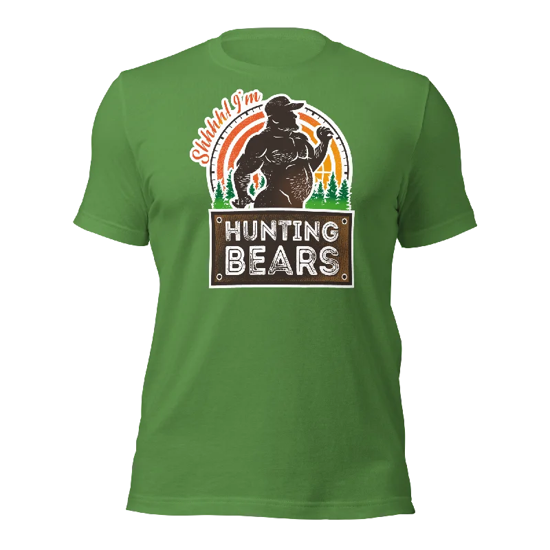 Soft cotton graphic tees for sensitive skin--Hunting Bears - T-Shirt
