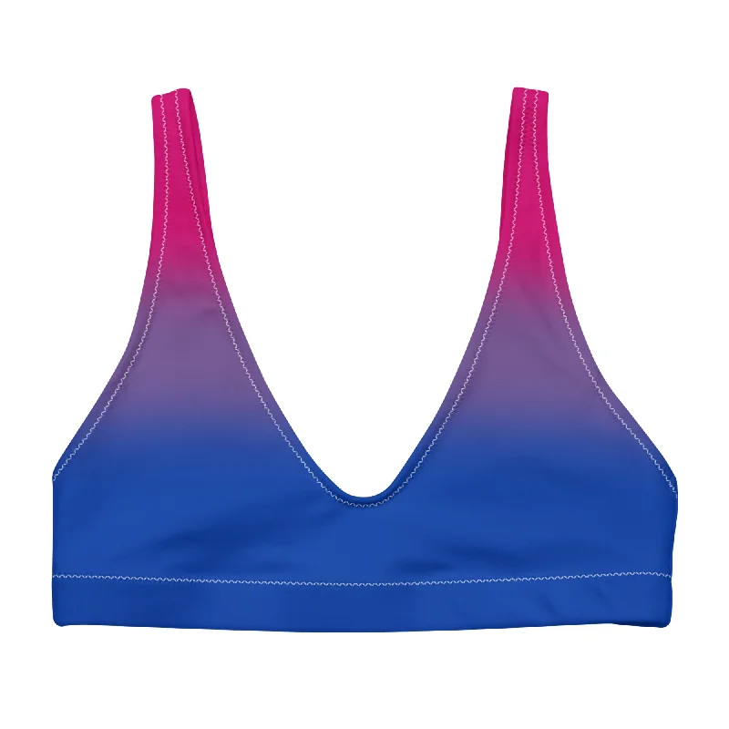 Bisexual Bi Pride Recycled Padded Bikini Top Sports Bra in Ombre