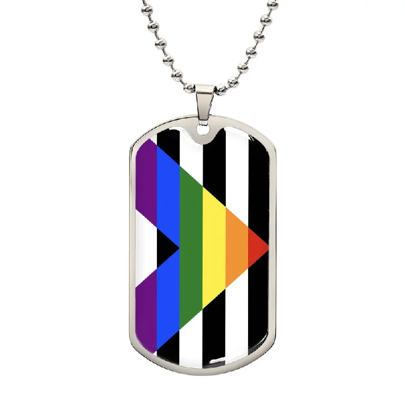 Straight Ally Pride Military Dog Tag Necklace