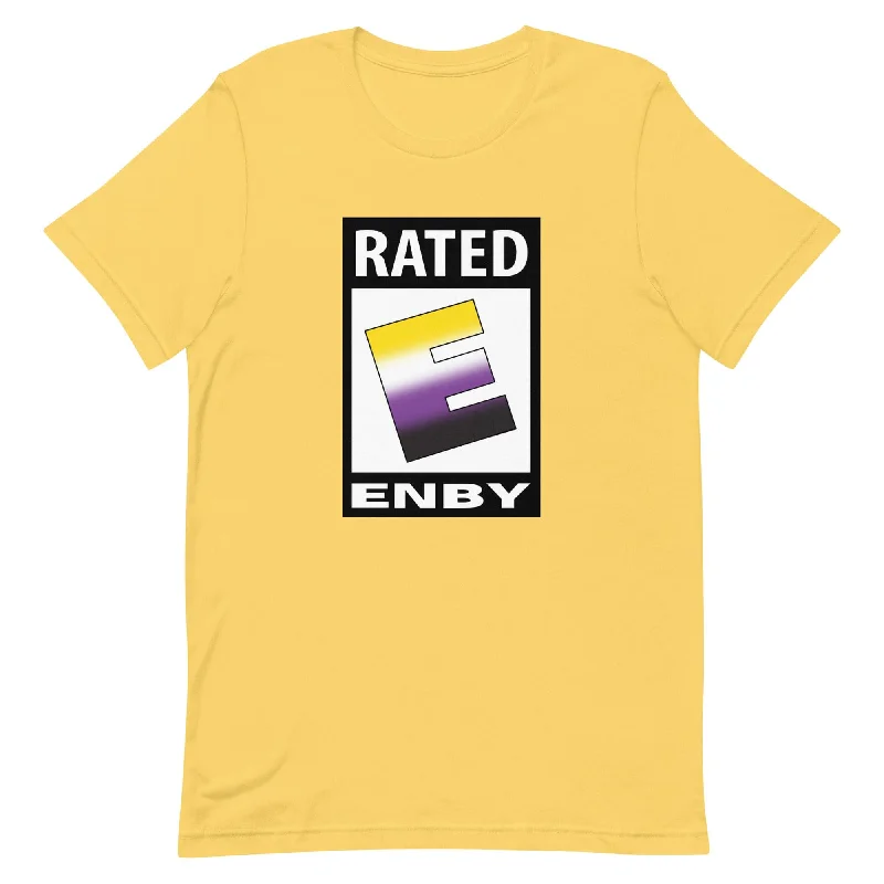 Nonbinary Enby Pride T-Shirt - Rated E For Enby