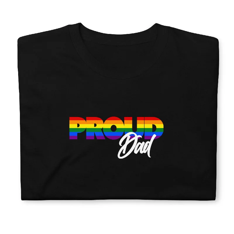 Graphic pride t-shirts with bold typography and colors--Proud Dad LGBT Pride Ally Shirt