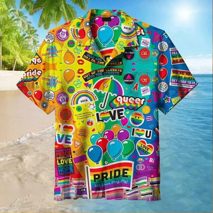 Queer Hawaiian 3D Shirt, Genderqueer Pride Hawaiian Shirts, Pride Balloon Is Coming Hawaiian Shirt Queer Hawaiian 3D Shirt, Genderqueer Pride Hawaiian Shirts, Pride Balloon Is Coming Hawaiian Shirt