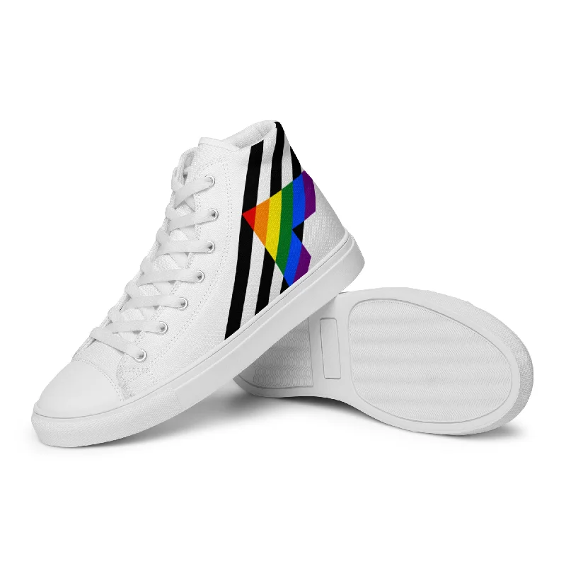 Ally Diagonal Flag Colors LGBTQ+ Women's High Top Canvas Shoes