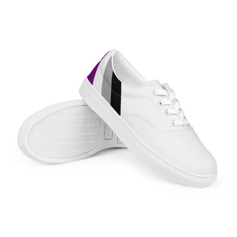 Asexual Diagonal Flag Colors LGBTQ+ Women's Lace-up Canvas Shoes