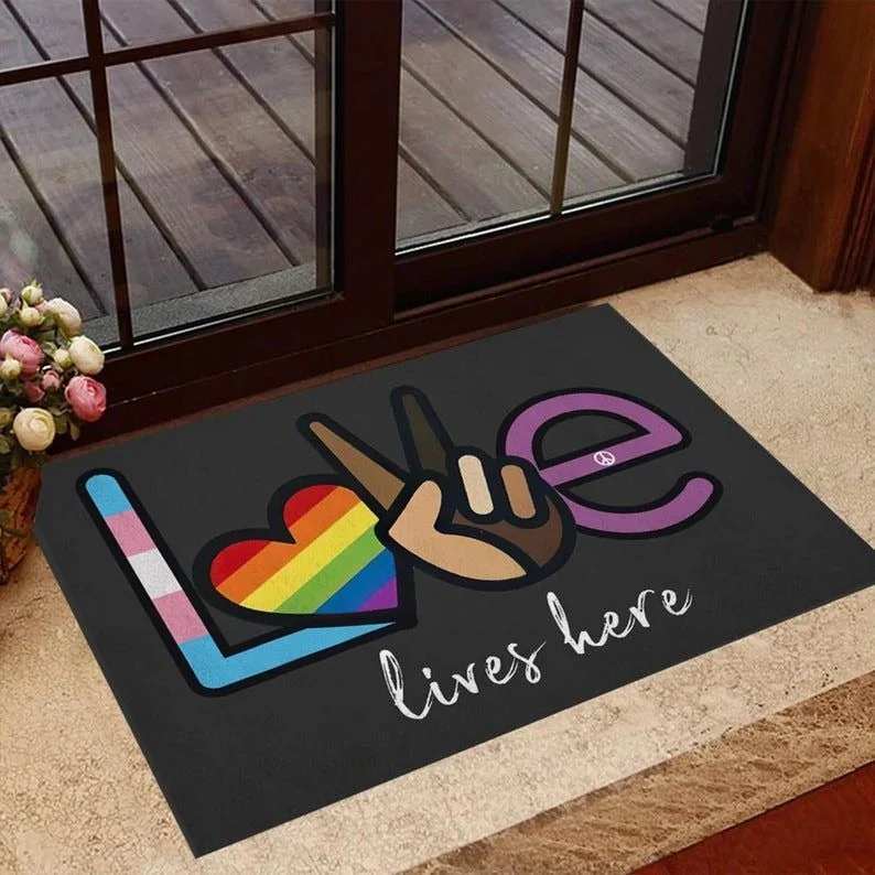 Transgender Doormat Love Lives Here Doormat, Gay Pride Doormat, Lgbt Home Doormat