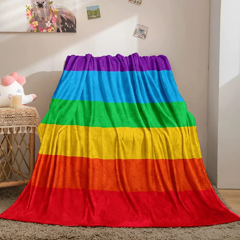 Colorful Stripes Rainbow Blanket Lgbt, Rainbow Fleece Blanket, Soft Lightweight Big Blanket For Lgbt Colorful Stripes Rainbow Blanket Lgbt, Rainbow Fleece Blanket, Soft Lightweight Big Blanket For Lgbt