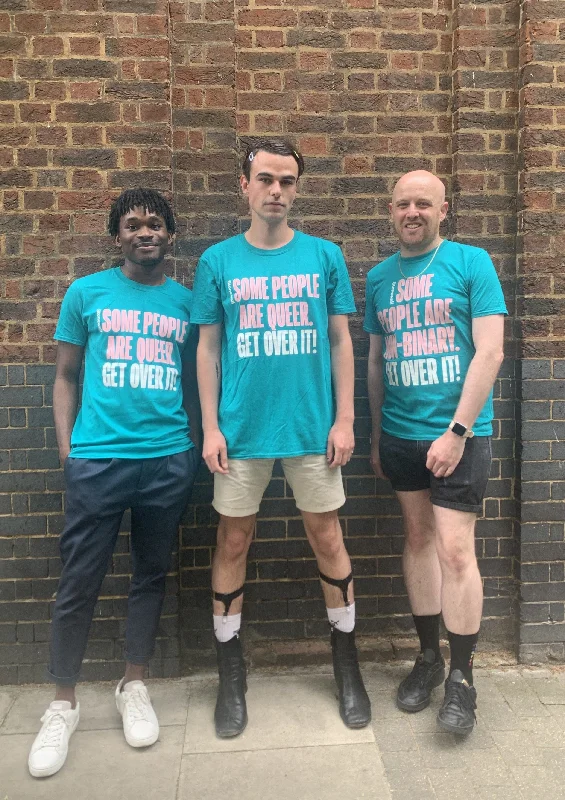 Graphic pride t-shirts with subtle queer pride accents--Some People Are Non-Binary, Get Over It! T-Shirt Graphic pride t-shirts with subtle queer pride accents--Some People Are Non-Binary, Get Over It! T-Shirt