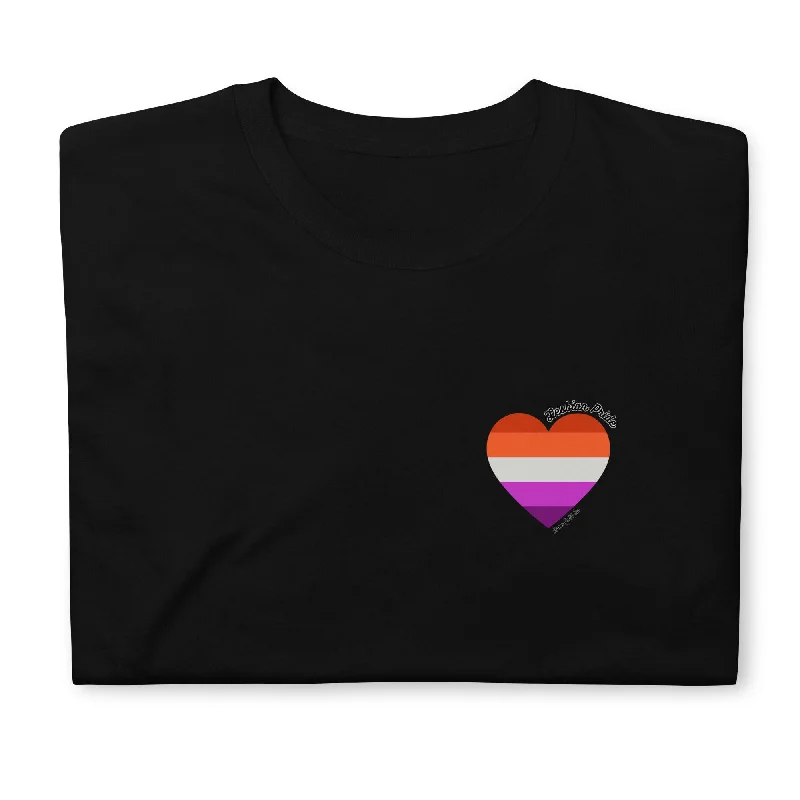 Graphic pride t-shirts with rainbow peace and love designs--Lesbian Pride Flag Heart T-Shirt Graphic pride t-shirts with rainbow peace and love designs--Lesbian Pride Flag Heart T-Shirt