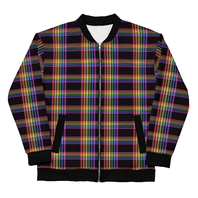 LGBTQ Pride Bomber Jacket Coat - Plaid