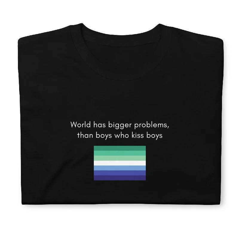 Graphic pride t-shirts with rainbow lightning bolt prints--The world has bigger problems MLM Pride Flag T-Shirt Graphic pride t-shirts with rainbow lightning bolt prints--The world has bigger problems MLM Pride Flag T-Shirt