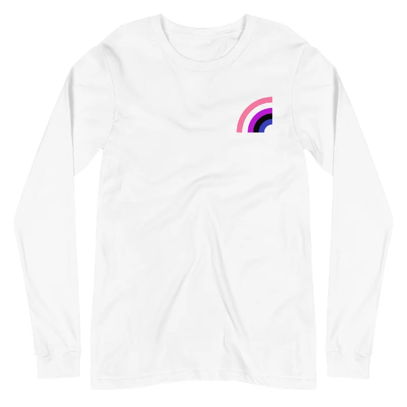 Graphic pride t-shirts with neon rainbow gradients--Genderfluid Pride Arched Flag Unisex Fit Long Sleeve T-Shirt Graphic pride t-shirts with neon rainbow gradients--Genderfluid Pride Arched Flag Unisex Fit Long Sleeve T-Shirt