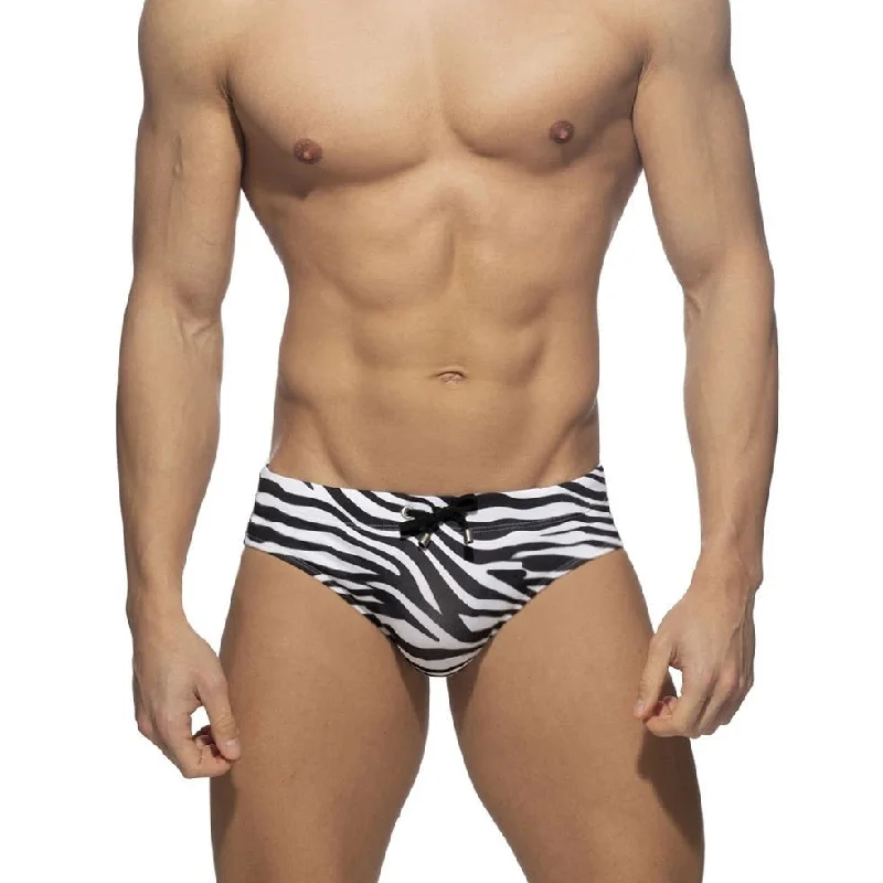 Zebra Striped Swim Briefs
