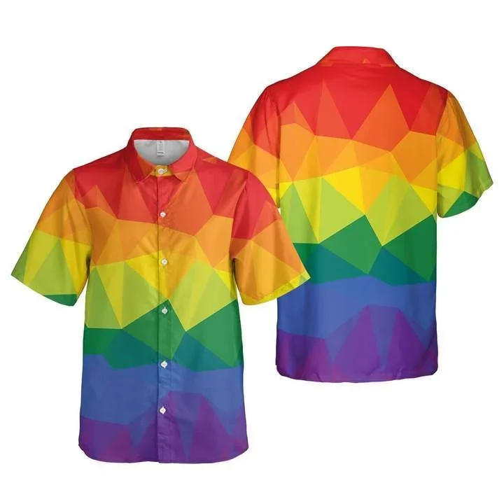 Comfortable graphic tees with tagless labels--3D Shirt For Gay, LGBT Polygon Background Design Hawaiian Shirt Comfortable graphic tees with tagless labels--3D Shirt For Gay, LGBT Polygon Background Design Hawaiian Shirt
