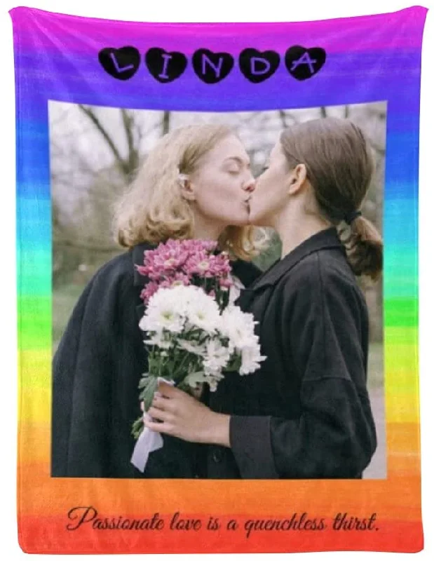 Custom Blanket With Picture Collage For Lesbian Couple, Lesbian Gift, Blanket To Lesbian Woman Custom Blanket With Picture Collage For Lesbian Couple, Lesbian Gift, Blanket To Lesbian Woman